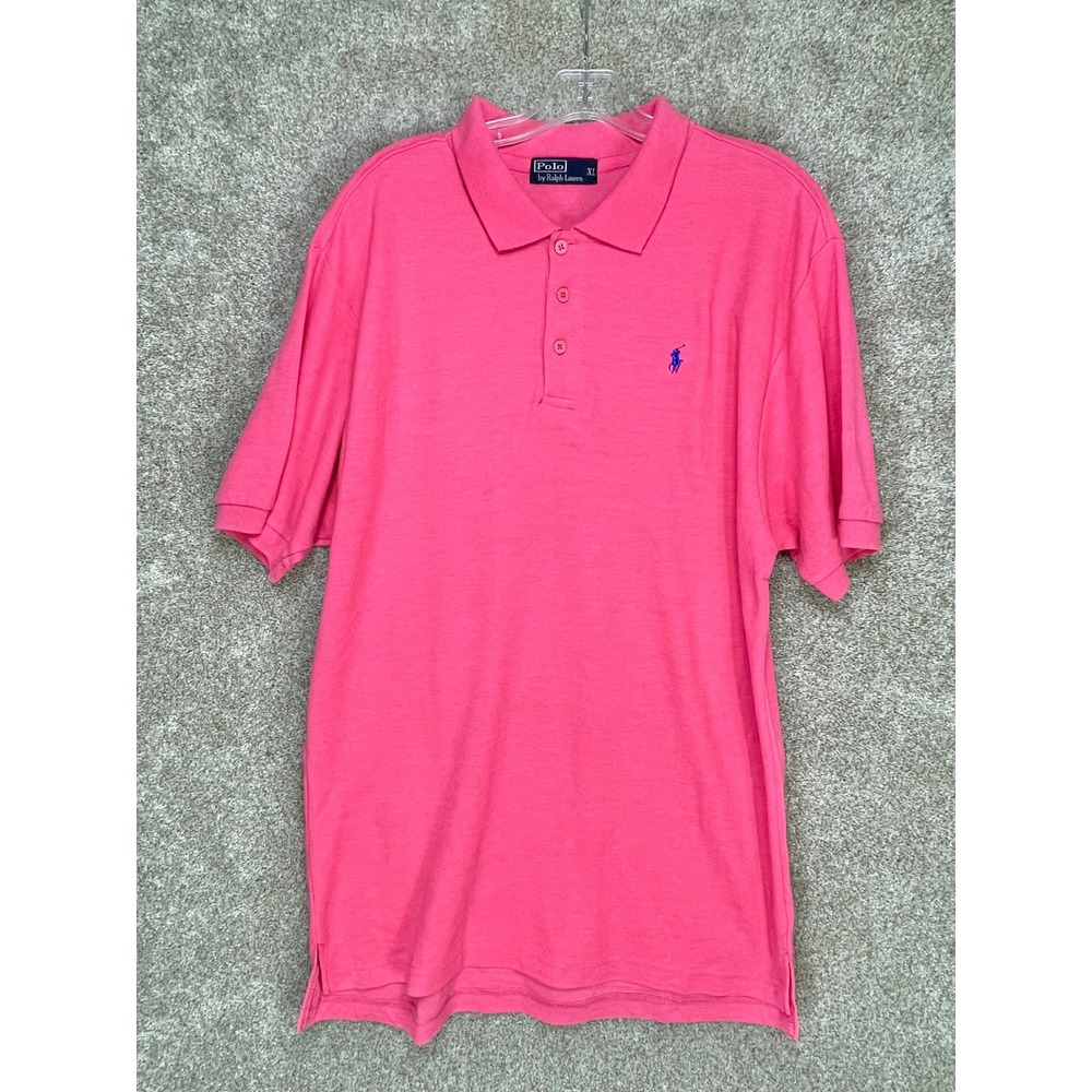 Polo Ralph Lauren Short Sleeve Polo Golf Shirt Mens Sz XL Pink Pony Logo Preppy